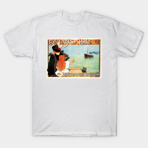 RED STAR LINE Ocean Liner Steam Ships Vintage Travel Advertisement T-Shirt by vintageposters